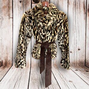 Marciano Rabbit Fur Leopard Print Jacket